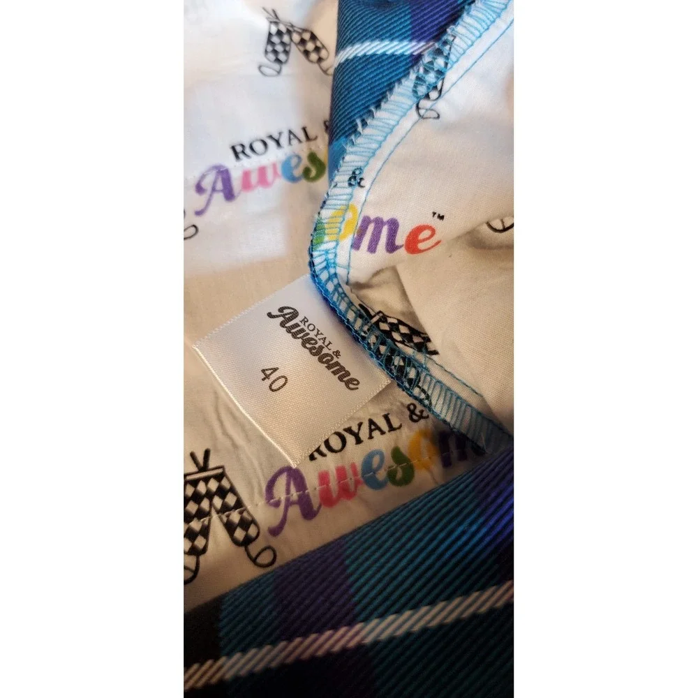 Royal & Awesome Men's golf shorts Sz 40 Blue Plaid Belt Loops 10.5